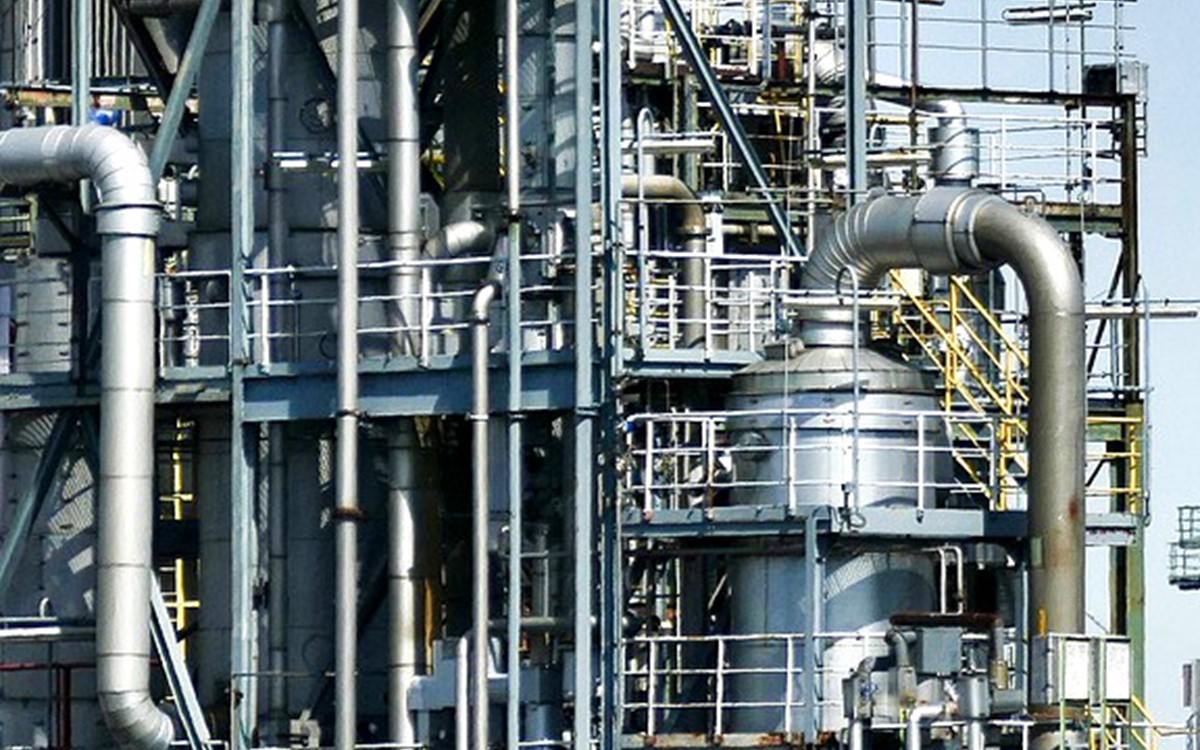 A metal refinery on a working site