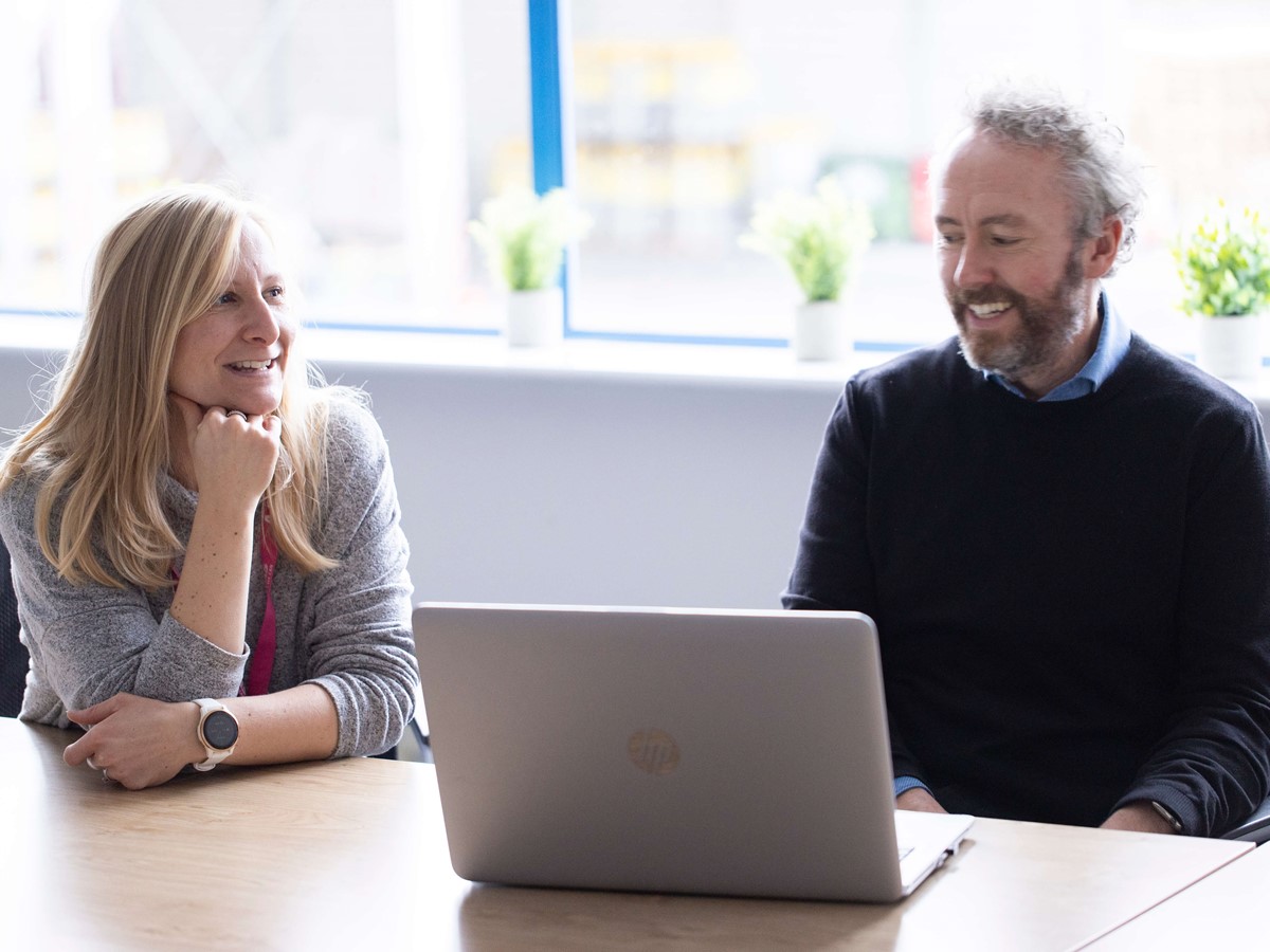 man and women in discussion