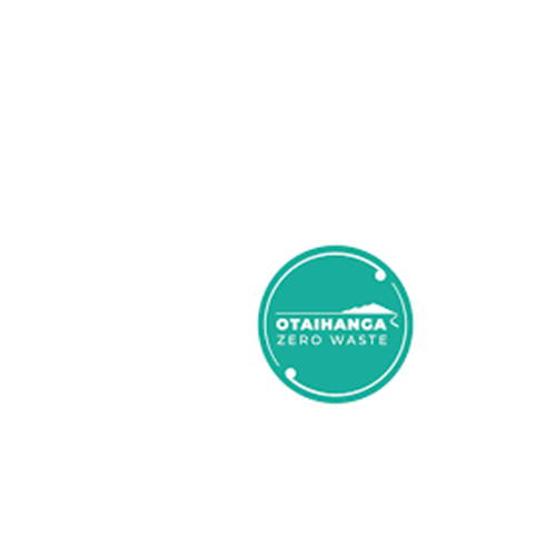 The circular green and white Otaihanga Zero Waste logo on a white background 