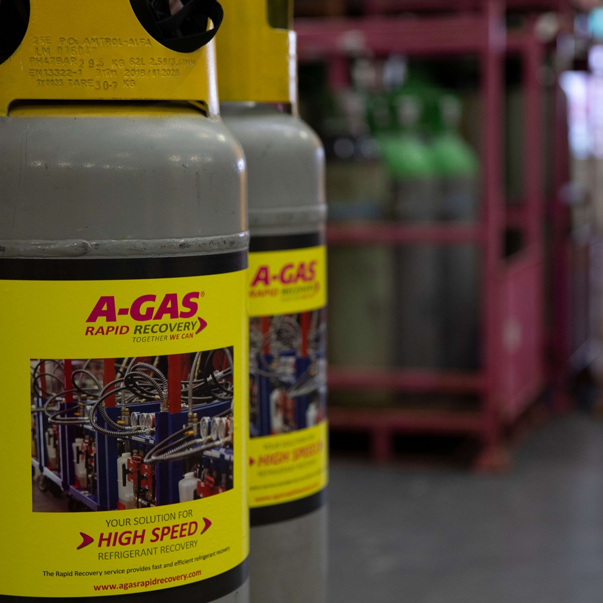 recovery gas cylinders close up