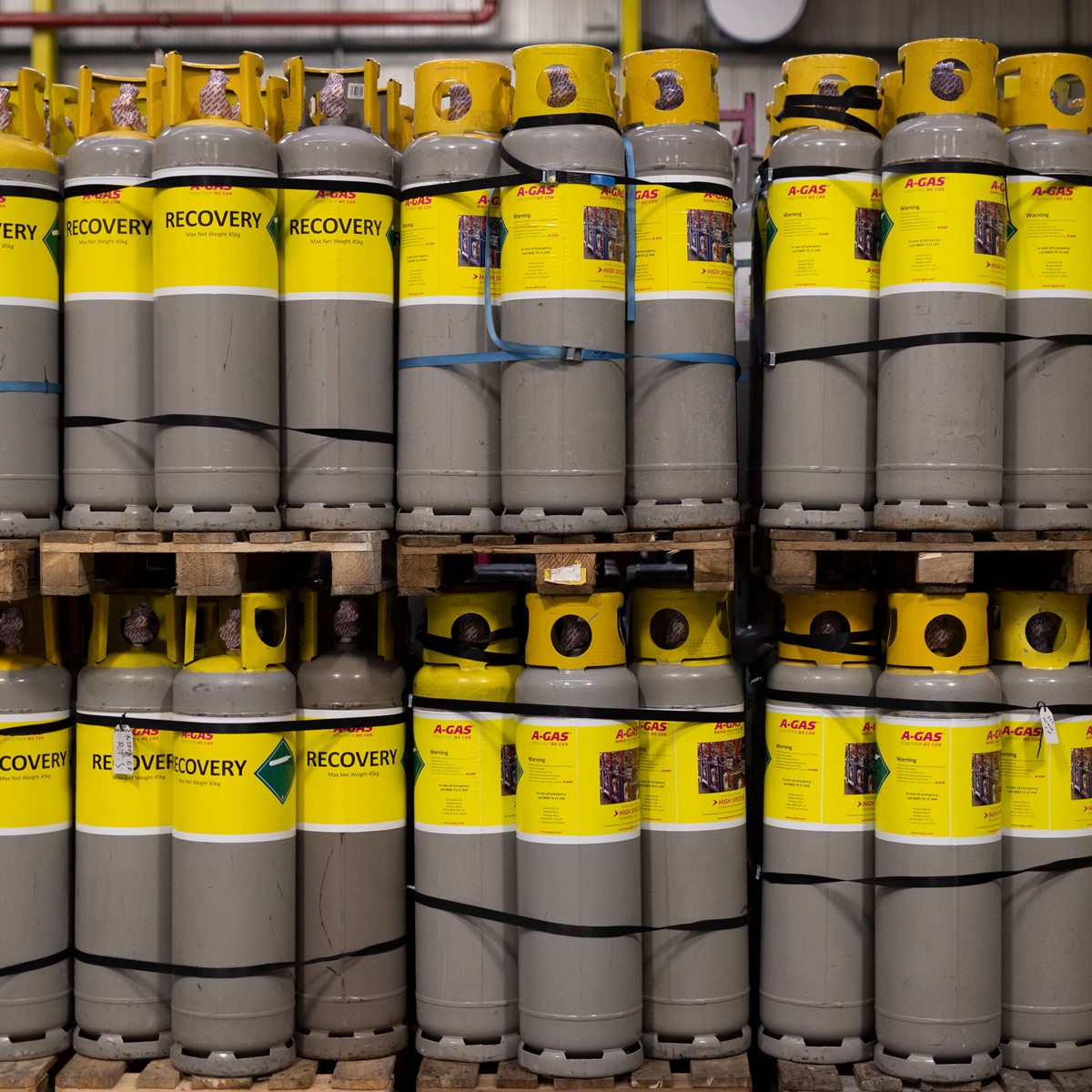 collection of industrial gas cylinders