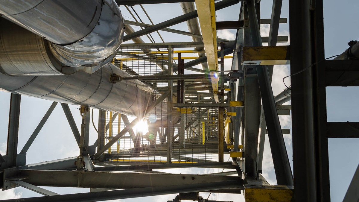 An image of a separator taken from below looking up inside of the separator