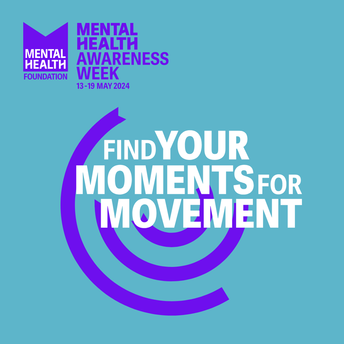 A social media tile featuring the Mental Health Foundation logo with purple and white text